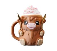 Highland Cow Ice Pint Holder | 3D Printing Ice Cream Pint Holder Containers With Antifreeze Handle And Spoon,Leak Proof Beer Can Cup Home Decor For Freezer Soda Camping Trip Movie Nights Picnic Summer