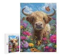 Highland Cow in Flowers-6 Puzzle 1000 Pièces Educa Jouet en Bois Cadeau Unique Décoration Intérieure Jeu Éducatif Challenge Toy Adultes Et Enfants À Partir De 14 Ans 500 PCS