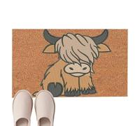 Highland Cow Indoor Entry Mat - Rustic Animal Graphic Accent Rug, Ultra-Absorbent Non-Slip Door MT, Decorative Bedroom Floor Decor, Low-Profile Entryway Mudroom Rug, Boutique Home Mat | Fo
