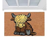 Highland Cow Indoor Entry Mat - Rustic Animal Graphic Accent Rug, Ultra-Absorbent Non-Slip Door MT, Decorative Bedroom Floor Decor, Low-Profile Entryway Mudroom Rug, Boutique Home Mat | Fo