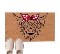 Highland Cow Indoor Entry Mat - Rustic Animal Graphic Accent Rug, Ultra-Absorbent Non-Slip Door MT, Decorative Bedroom Floor Decor, Low-Profile Entryway Mudroom Rug, Boutique Home Mat | Fo