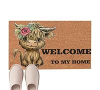 Highland Cow Indoor Entry Mat - Rustic Animal Graphic Accent Rug, Ultra-Absorbent Non-Slip Door MT, Decorative Bedroom Floor Decor, Low-Profile Entryway Mudroom Rug, Boutique Home Mat | Fo