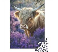 Highland Cow Lavender Field 1000pcs Mini Puzzle pour Famille Cadeau
