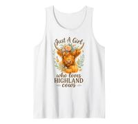 Highland Cow Lover - Just a Girl Watercolor Fall Floral Débardeur