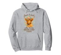 Highland Cow Lover - Just a Girl Watercolor Fall Floral Sweat à Capuche