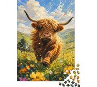 Highland Cow Meadow Flower 1000pcs Mini Puzzle pour Famille Cadeau