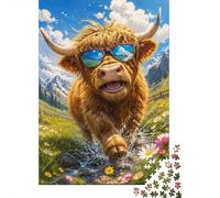 Highland Cow Meadow Stream 1000pcs Mini Puzzle pour Adultes Difficile