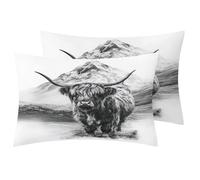 Highland Cow Pillows Protectors Set of 2 Washable Pillow Cover Double-Sided Pillows Case for Home Outdoor Furniture 40X60Cm