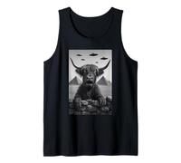 Highland Cow Selfie at Pyramids Funny Vintage UFO Encounter Débardeur