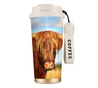 Highland Cow Tasse à café à double paroi en acier inoxydable 316, durable, isolée et élégante pour les amateurs de café et de thé