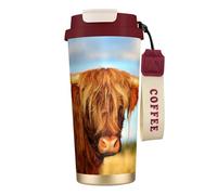 Highland Cow Tasse à café à double paroi en acier inoxydable 316, durable, isolée et élégante pour les amateurs de café et de thé