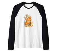 Highland Cow Winter Sled & Hot Cocoa Cute Watercolor Manche Raglan