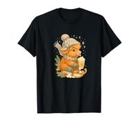 Highland Cow Winter Sled & Hot Cocoa Cute Watercolor T-Shirt