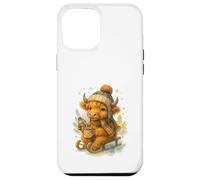 Highland Cow Winter Watercolor on Sled with Hot Cocoa Coque pour iPhone 12 Pro Max