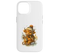 Highland Cow Winter Watercolor on Sled with Hot Cocoa Coque pour iPhone 14