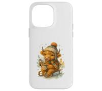 Highland Cow Winter Watercolor on Sled with Hot Cocoa Coque pour iPhone 14 Pro Max