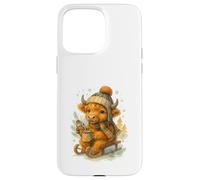 Highland Cow Winter Watercolor on Sled with Hot Cocoa Coque pour iPhone 15 Pro Max