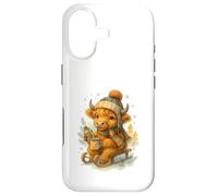 Highland Cow Winter Watercolor on Sled with Hot Cocoa Coque pour iPhone 17