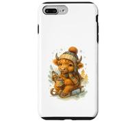 Highland Cow Winter Watercolor on Sled with Hot Cocoa Coque pour iPhone 7 Plus/8 Plus