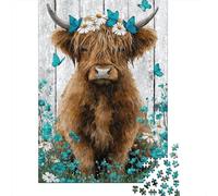 Highland Cow with Flowers-1 Puzzle 1000 Pièces Educa Jouet en Bois Divertissement Créatif Décoration Intérieure Jeu Éducatif Challenge Toy Adultes Et Enfants À Partir De 14 Ans 70x50cm/1000pcs