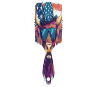 Highland Cow with Sunglasse Us Flag Peigne à cheveux, peigne démêlant, brosse à cheveux pour femme