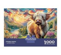 Highland Kalb 1000 Stück Premium Cardstock Puzzle Set Für Erwachsene Kinder süße Tiere, Unmöglich Schwer Schwierig Herausfordernd Stress Gehirntraining 52x38cm/1000pcs