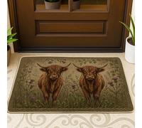 Highland - Paillasson rustique avec motif chardons, herbe, antidérapant, pour décoration d'intérieur pour entrée, extérieur, porche, balcon, 73,6 x 43,2 cm