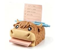 Highland - Porte-notes et distributeur de notes adhésives avec pochoir, organiseur de bureau hippo-campus avec porte-stylo et fente photo, compatible avec les notes Post It pour la maison et le bureau