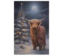 Highland Vache Xmas Puzzle De 1000 Pièces pour Adultes, Adolescents Et EnfFourmis Puzzles, Décompression Intellectuelle, Jeu Familial Amusant 78×53cm