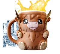 HighlandCow Support à crèmes glacées 3D avec tiroir antigel, contient des glaces étanches, des crèmes glacées, des crèmes glacées, des pintes d'animaux mignons, avec poignée de base et cuillère, pour