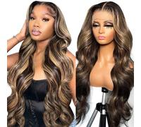 Highlight 2/27 13x4 Lace Front Wig Human Hair Perruque Femme Naturelle Brésilien Cheveux Humain 150% Density Highlight Ombre Color Body Wave Glueless Wig Human Hair for Women 30Inch (75cm)