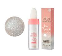 Highlight Patting Powder pour corps et cheveux Glitter,Poudre de purine corporelle,Blanc Highlighter Powder Glitter Poudre lâche Brush Stick, visage corps cheveux fée haute lumière Patting Powder