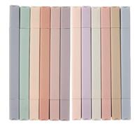 Highlighters esthétiques, 12pcs pas de saignement saignant Dry Fast Dual Tip Pastel Highlighters avec un bâton carré pour les fournitures scolaires de retour à l'école