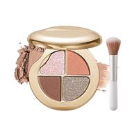Highlighting Eye & Cheek Palette, 4-Color Glow Wardrobe Eye and Cheek Palettes, Waterproof & Long-Lasting, Buildable Color, Shape, Contour & Highlight (02#)