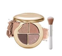 Highlighting Eye & Cheek Palette, 4-Color Glow Wardrobe Eye and Cheek Palettes, Waterproof & Long-Lasting, Buildable Color, Shape, Contour & Highlight (04#)