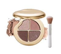 Highlighting Eye & Cheek Palette, 4-Color Glow Wardrobe Eye and Cheek Palettes, Waterproof & Long-Lasting, Buildable Color, Shape, Contour & Highlight (01#)