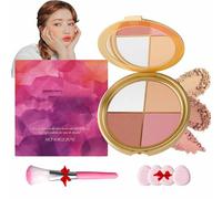 Highlighting Eye & Cheek Palette,Eye & Cheek Palette - Eyeshadow And Highlighter Makeup,4-In-1 Highlight Shades Makeup For Blush,Create Perfect Facial Contours