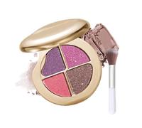 Highlighting Eye Shadow Palette, 4 Color Mini Eyeshadow & Highlighter Palette, All-Day Waterproof Long-Lasting Makeup, Compact for Travel, Cheekbones, Eyes (06)