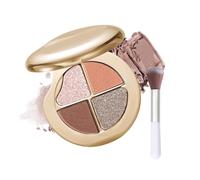 Highlighting Eye Shadow Palette, 4 Color Mini Eyeshadow & Highlighter Palette, All-Day Waterproof Long-Lasting Makeup, Compact for Travel, Cheekbones, Eyes (02)