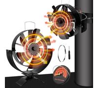 highsam Ventilateur Poele à Bois, 6 Pales Ventilateur de Poele avec Thermomètre, Silencieux Ventilateur Cheminée Orientable, Alimenté à la Chaleur pour Poêle à Granulés/Cheminées/Bûche/Gaz (1 Pièces)