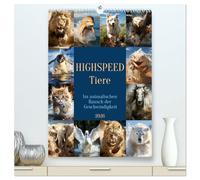 Highspeed Tiere (hochwertiger Premium Wandkalender 2026 DIN A2 hoch), Kunstdruck in Hochglanz: Tiere im Rausch der Geschwindigkeit - KI generiert