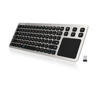 Highspirit Clavier sans Fil 2,4 G avec contrôle Facile des médias et pavé Tactile intégré en Acier Inoxydable Massif Ultra Compact pour Ordinateur connecté TV Smart TV, HTPC