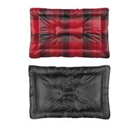 Hightopup Coussin pour chien à carreaux rouge et noir avec fond antidérapant - Lit pour chat - Lavable - Accessoires de cage - Multi scénario - Cadeau imprimé de voyage - 91,4 x 61 cm