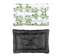Hightopup Grenouille avec boîte cadeau - Lit pour chien et chat - Dessous antidérapant - Moelleux et chaud - Pour l'hiver - Grand meuble - Cadeau imprimé pour chiens - 60 x 45 cm