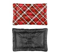 Hightopup Lit de voiture pour chien à carreaux rouge et noir avec fond antidérapant - Lit unique imperméable pour niche - Fournitures multiples - Coussin multi-modèles - Cadeau imprimé pour animal