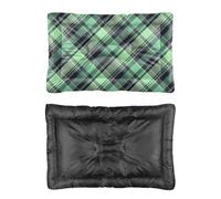 Hightopup Lit pour chien à carreaux noir et vert, doublure de lit pour chien, fond antidérapant, lit de caisse doux, grand lit lavable multi-scénario pour animal domestique, cadeau imprimé, matelas 60