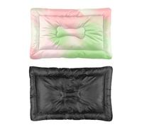 Hightopup Lit pour chien avec des nuances pastel rose et vert - Fond antidérapant - Coussins de pare-chocs - Plusieurs scénarios - Grand meuble - Cadeau imprimé - 90 x 60 cm
