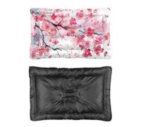 Hightopup Lit pour chien avec fond antidérapant et lavable Motif fleurs de cerisier Rose aquarelle 90 x 60 cm