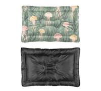 Hightopup Lit pour chien avec méduses et algues - Fond antidérapant - Doux - Chaud pour l'hiver - Cadeau imprimé - Grand lit - 90 x 60 cm - Bleu sarcelle