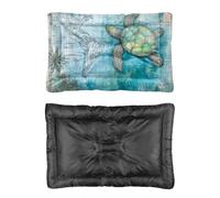 Hightopup Lit pour chien avec motif carte du monde vintage avec tortue de mer, fond antidérapant, confortable, lavable, taille moyenne, pour animaux de compagnie, cadeau imprimé, 60 x 45 cm